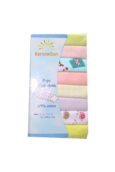 KERNOWSUN Set de 8 batiste din bumbac 100% pentru bebeluși 21x21 cm, multicolore (fete)
