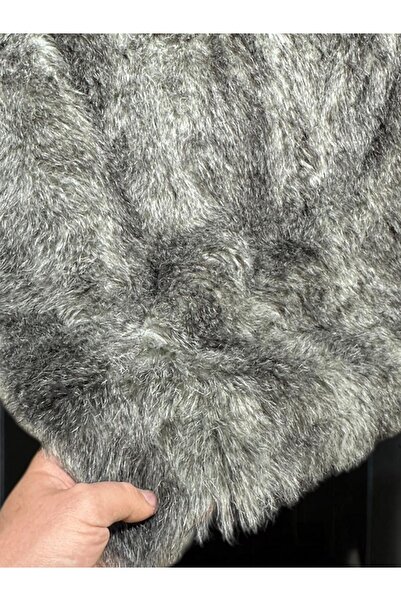 PLUSH STUDIO ISTANBUL Doğal Görünümlü Kürk Koyu Desenli Uzun Tüylü Peluş Kumaş - 50x150 Cm