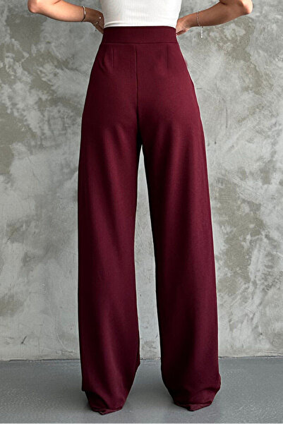 jackell Kadın Çakıl Fit Rahat Kesim Yüksel Bel Geniş Paça Pantolon