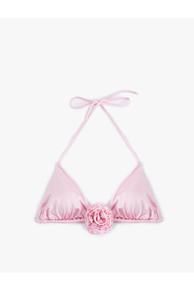 Koton Rose Applique Detailed Triangle Bikini Top
