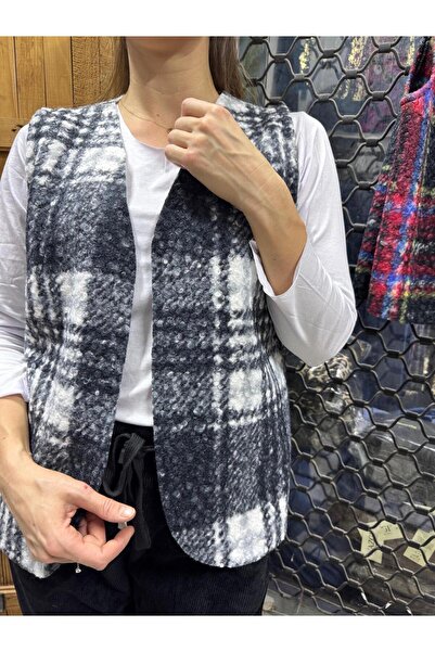 AGORATEKSTİL Жіночий оригінальний італійський картатий жилет