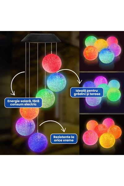 OferteTop Solar LED Lamp with Colorful Globes for Gardens, Balconies and Terraces