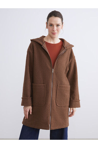 LC Waikiki Kapüşonlu Kadın Pelüş Hırka