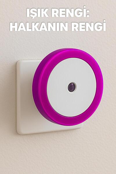 Venenon Yuvarlak Otomatik Gece Lambası Işığa Duyarlı Karanlık LDR Sensörlü Koridor Pembe GC01