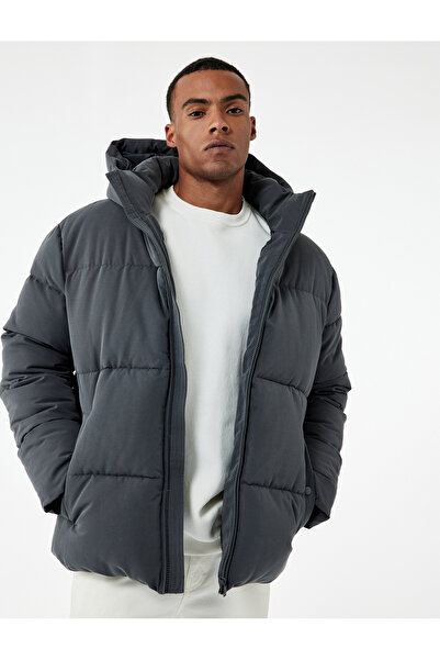 Koton Long Sleeve Hooded Zipper Winter Puffer Coat