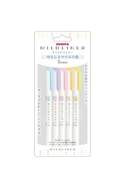 Zebra Mildliner Çift Taraflı Fırça Uçlu Işaretleme Kalemi 5li Set 5C-YC-N SET