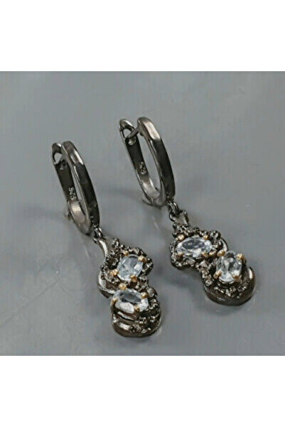 FashionBijoux 925 Sterling Silver Earrings with Blue Topaz