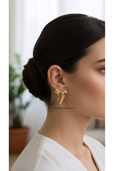 Mek Accessories أقراط نسائية بتصميم فيونكة بسيطة غير قابلة للبهتان