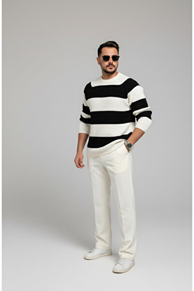 Lastsummerbutik Bisiklet yaka çizgi dokulu triko kazak