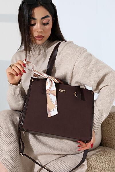 Moda Lime Stylish Women's Shoulder and Hand Bag with Suede Scarf Detail – Suitable for Daily and Office Use