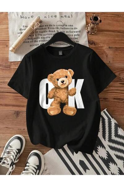 Oceanwear تيشيرت تيدي تيدي مطبوع بأكمام قصيرة قصة فضفاضة للجنسين