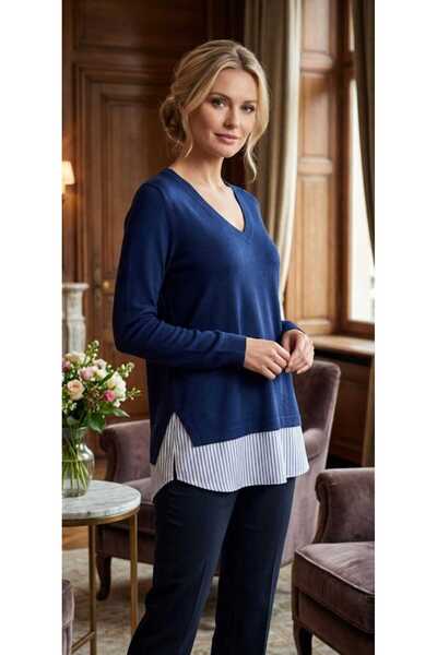 Snobistic Navy blouse with shirt detail at the bottom