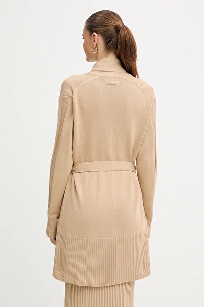 Armani Exchange Women's Belted Waist and Pocket Relaxed Fit Long Sleeve Ecru Cardigan Xw000766 Af13774-U1051