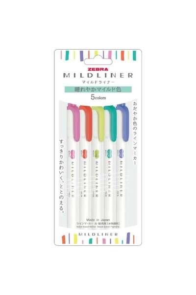 Zebra Mildliner Çift Taraflı Fırça Uçlu Işaretleme Kalemi 5li Set 5C-HC-N SET