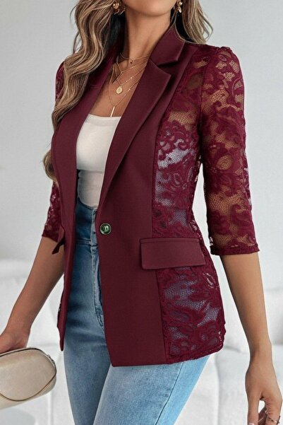 Mossta Δαντελένιο μπουφάν Atlas με τριώντα τέταρτα μανίκια - Βουργουνδία