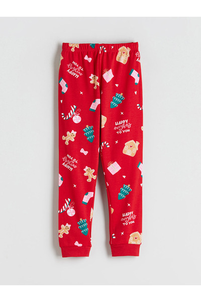 LC Waikiki Kids Red Christmas Themed Girls' Pajama Set