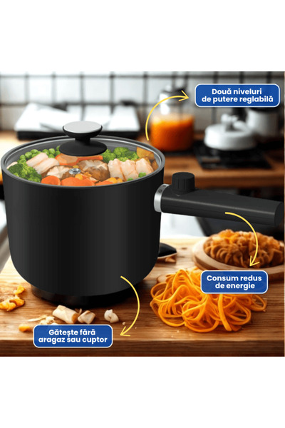 OferteTop Electric Pot for Frying, Boiling and Steaming, Stoveless (1.5 Liters)