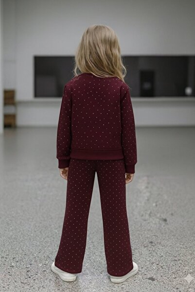 Yalçınoğlu Kids 3-6 Years Old Stone Embroidered Pocketed Fabric Set – Children's Tracksuit Set with Stones on the Front and Back