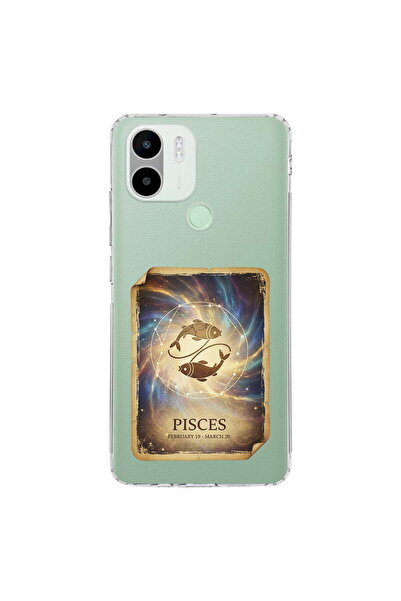 PrintiFy Redmi A1 Plus ile Uyumlu Burç Kartları Balık Tasarımlı Şeffaf Siliko...