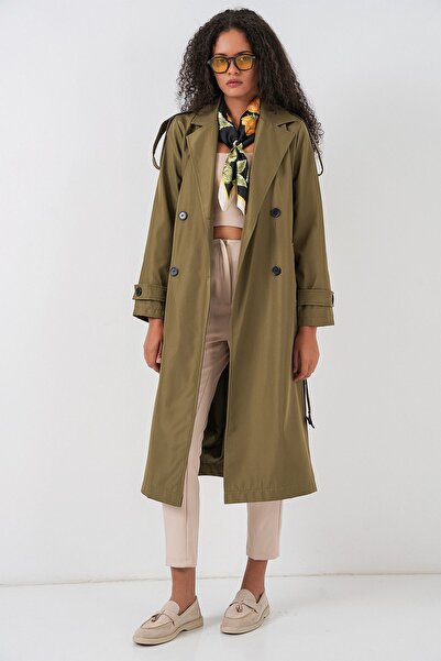 Hiccup Bdart Double-Breasted Lapel Long Trench Coat