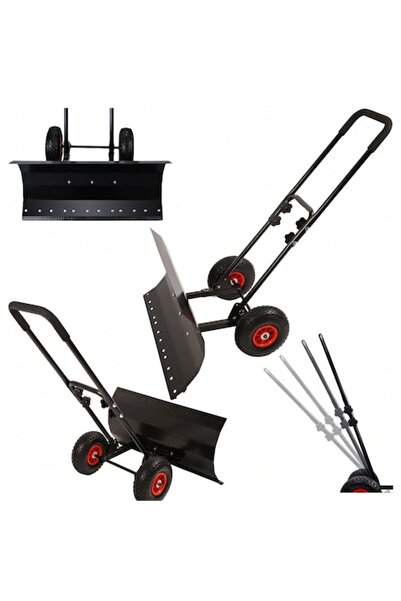 Optim Solution Wheeled Snow Plow Shovel, Adjustable Blade and Handle, 75 cm, Steel & Iron, Black