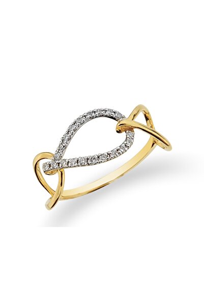 Gold Inel Aur de 14K cu Diamante