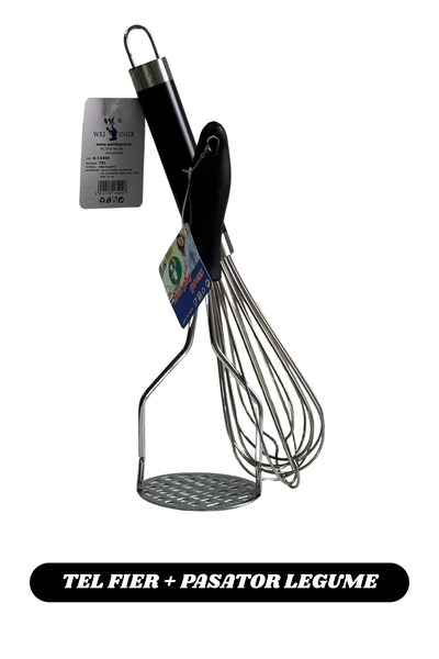 wei Stainless steel whisk + vegetable strainer – 2-piece set