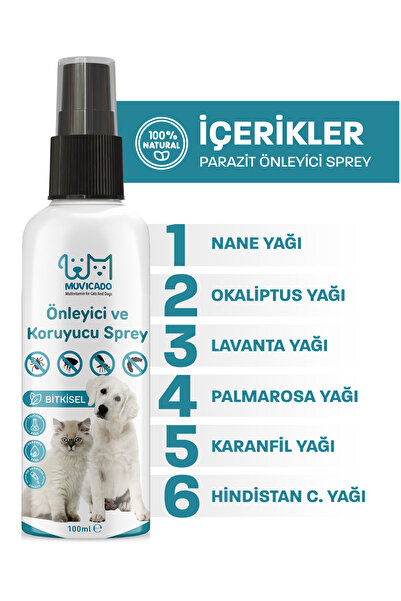 muvicado Kedi Köpek Bit Pire Kene Spreyi Parazit Böcek Haşere Kovucu Tüy Bakım Damlası 100 Ml