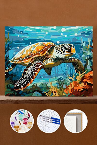 Pastelya Sayılarla Boyama Seti Çerçeveli Kasnaklı Huzurlu Denizaltı 40x50 cm ...
