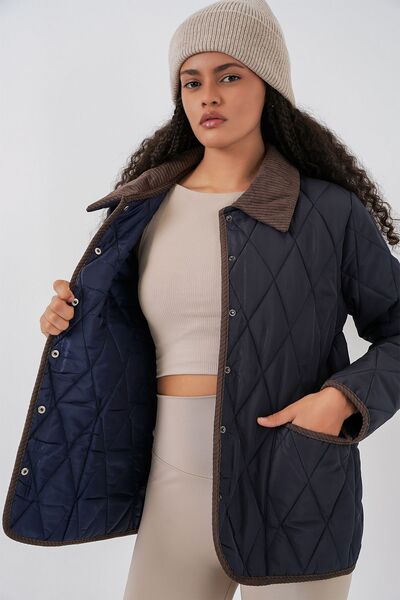 Hiccup Bdart Collar Detailed Textured Puffer Jacket