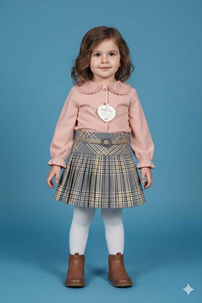 Şirin Girl's Set with Shirt and Skirt