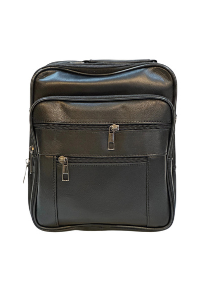 By Pellini Men's Genuine Leather Vertical Black Small Size Handbag