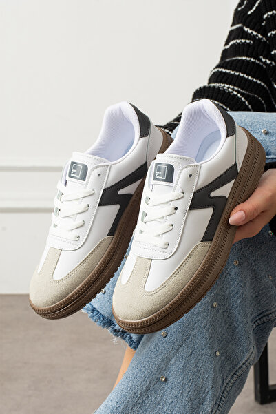 eformoda by emre yılmaz White Gray Unisex Women's Everyday Sneakers Soft-Soled Sports Shoes