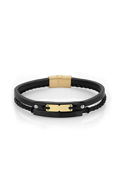 Daniel Klein Black bracelet, Daniel Klein, for men, made of leather, DKJ.4.2176-2
