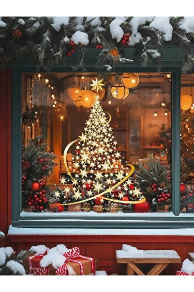 Inovius Sticker/Autocolant Craciun Brad Auriu 45x60cm - 366362