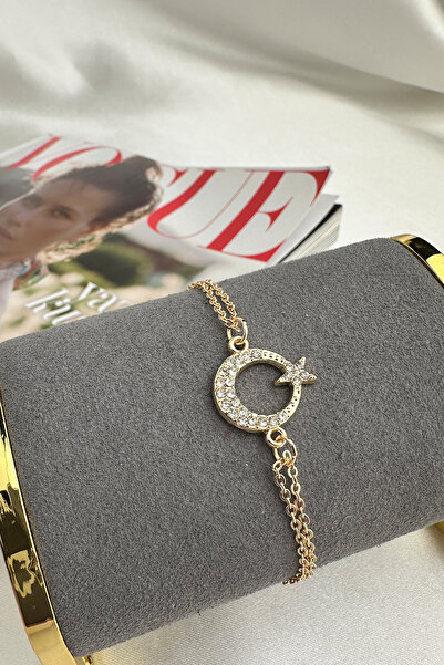 Modex Crystal Stone Embroidered Moon Star Bracelet (17+5cm)