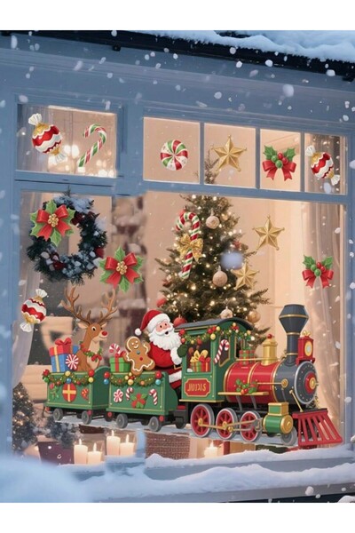 Inovius Sticker/Autocolant Craciun cu Trenul lui Mos Craciu 30x60cm - 200909