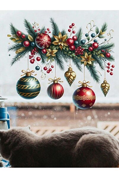 Inovius Sticker/Autocolant Craciun Pin cu Globuri 25x30cm - 051759