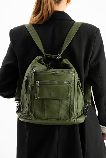 Çanta Trend Washable Leather Backpack and Shoulder Bag Kcx1019