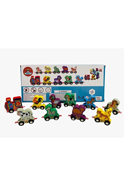 OEM Magnetic wooden train with animals and numbers