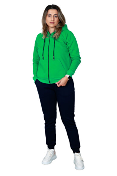 cosma - Trening dama, bumbac, fermoar, verde/negru