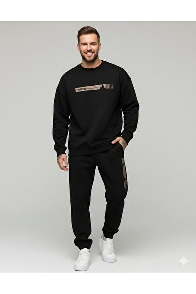 NİCE Σετ αθλητικής φόρμας Premium με κουκούλα O oversized από την Three Thread Compact Inner Cotton Future B με τύπωμα