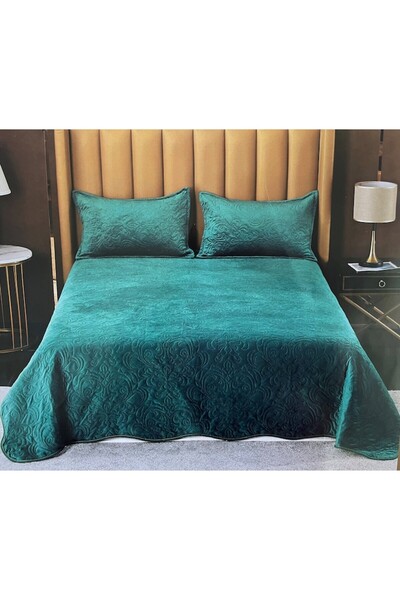 Unicorn Concept Set cuvertura pat, C08, matlasata, 3 piese, 220x240cm, Verde Intens