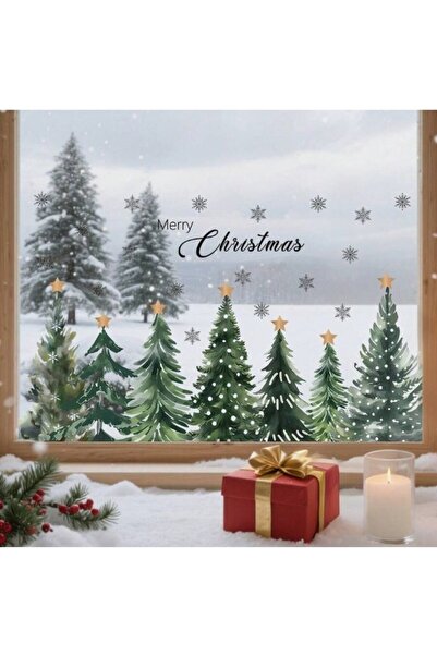 Inovius Sticker/Autocolant Craciun cu Brazi 30x45cm - 564779