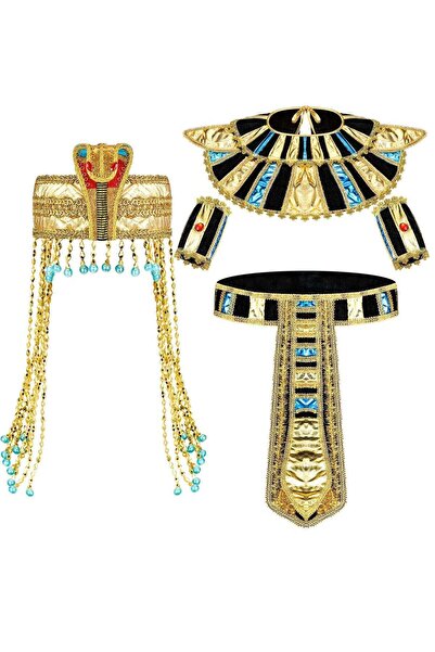 Generic 5-Piece Egyptian Queen Costume Set - Snake Headpiece, Belt, Collar & Wristbands (One Size)