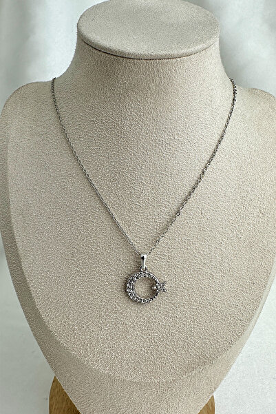 Modex Thin Chain Stone Embroidered Moon Star Necklace (40+5cm)