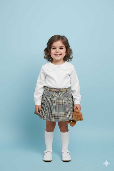 Şirin Girl's Set with Shirt and Skirt