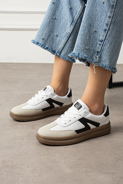 eformoda by emre yılmaz White Black Unisex Women's Everyday Sneakers Soft-Soled Sports Shoes