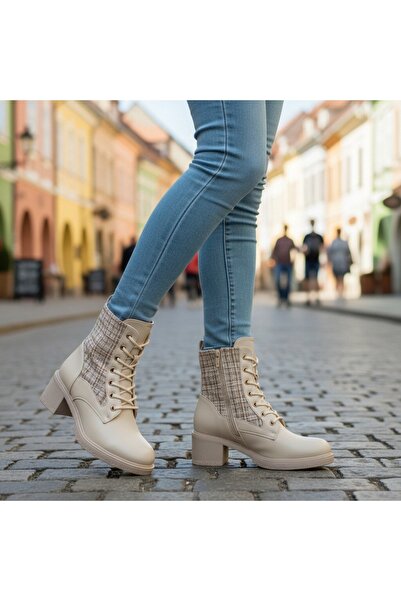 OEM Women's fur boots, flexible, with thick heel, eco-leather and textile material, A10390