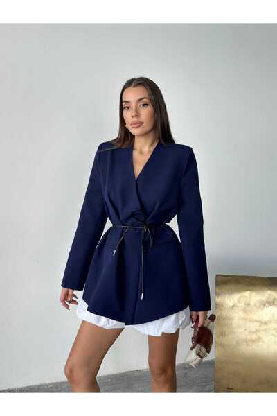 mydukkan.co Leather Belted Blazer Jacket